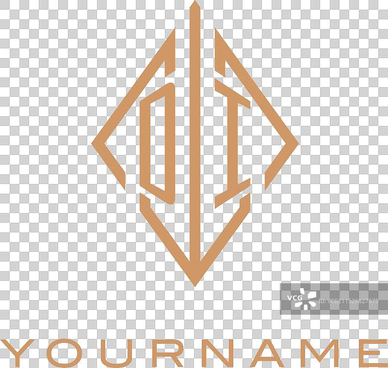 菱形钻石风格DI字母标志图片素材