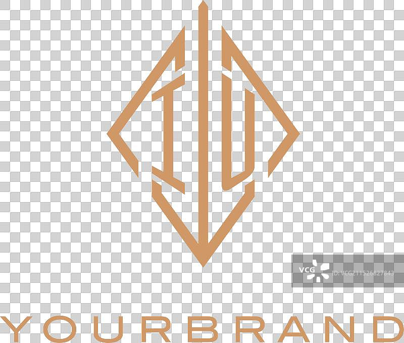 菱形风格的IU字母组合标志图片素材