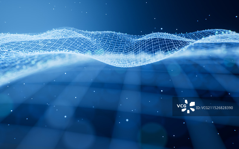 科技感流动的蓝色线条曲面三维渲染图片素材