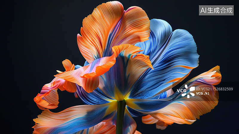 【AI数字艺术】黑色背景下的 花朵图片素材