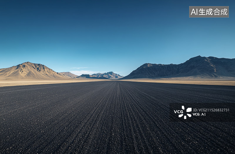 【AI数字艺术】柏油路面和天空图片素材