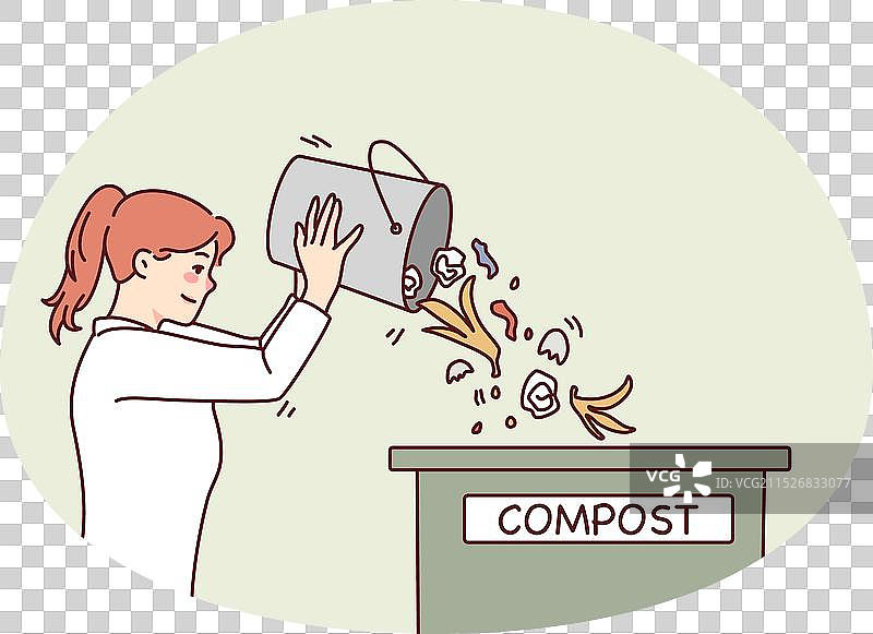 女人将垃圾扔进堆肥箱图片素材