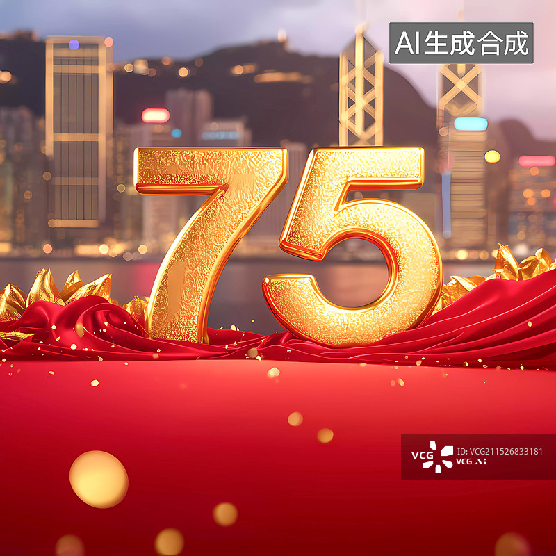 【AI数字艺术】金色阿拉伯数字75图片素材