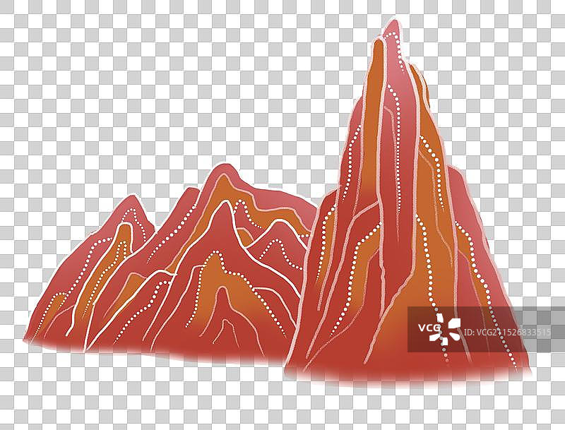 红山岩石国潮风敦煌壁画中国风诗意江山山峰图片素材