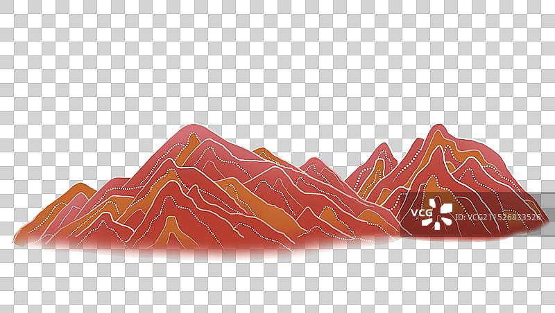 红山岩石国潮风敦煌壁画中国风诗意江山山峰图片素材