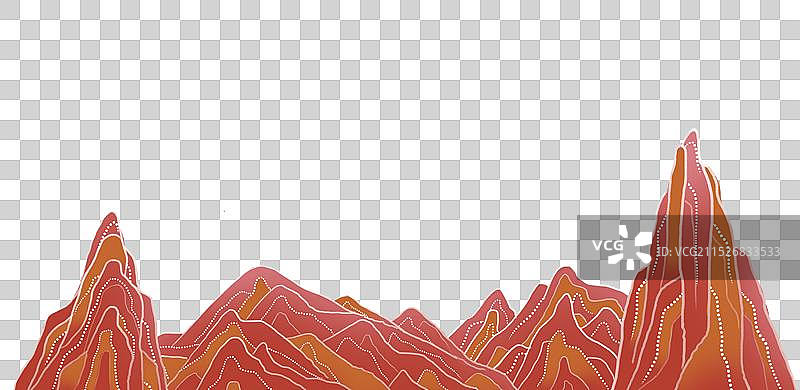 红山岩石国潮风敦煌壁画中国风诗意江山山峰图片素材