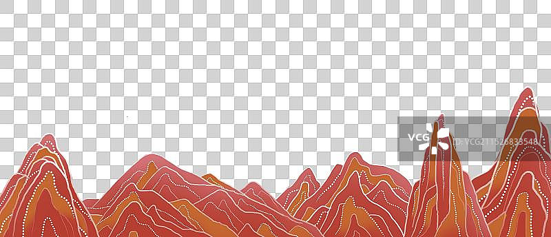 红山岩石国潮风敦煌壁画中国风诗意江山山峰图片素材