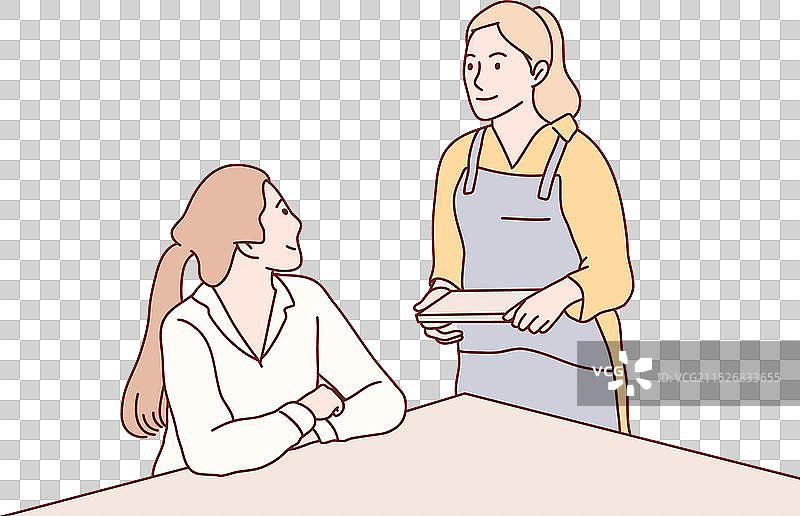 女服务员在咖啡馆为顾客点单图片素材