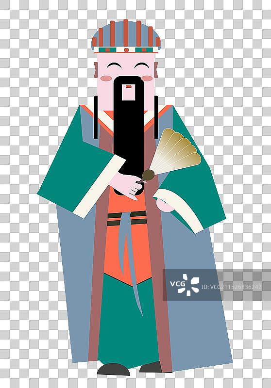 古代长胡子文官站姿诸葛亮微笑图片素材