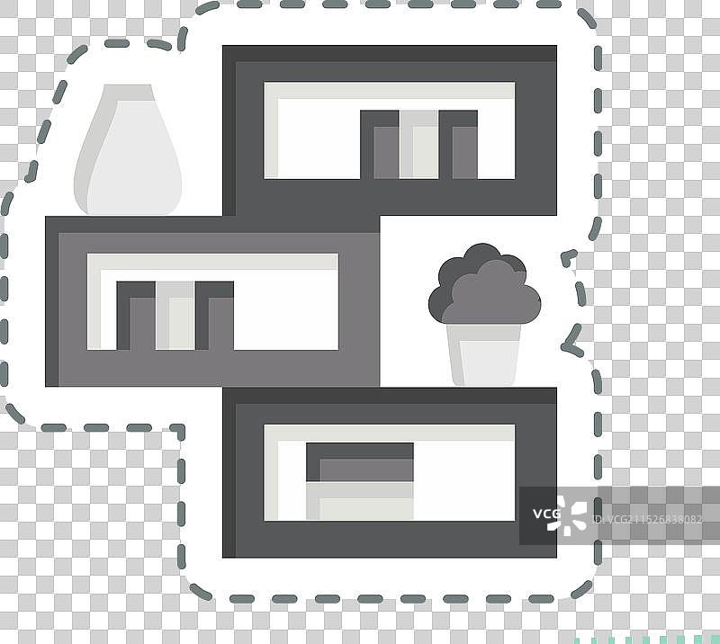 家居主题书架贴纸线条切割图片素材