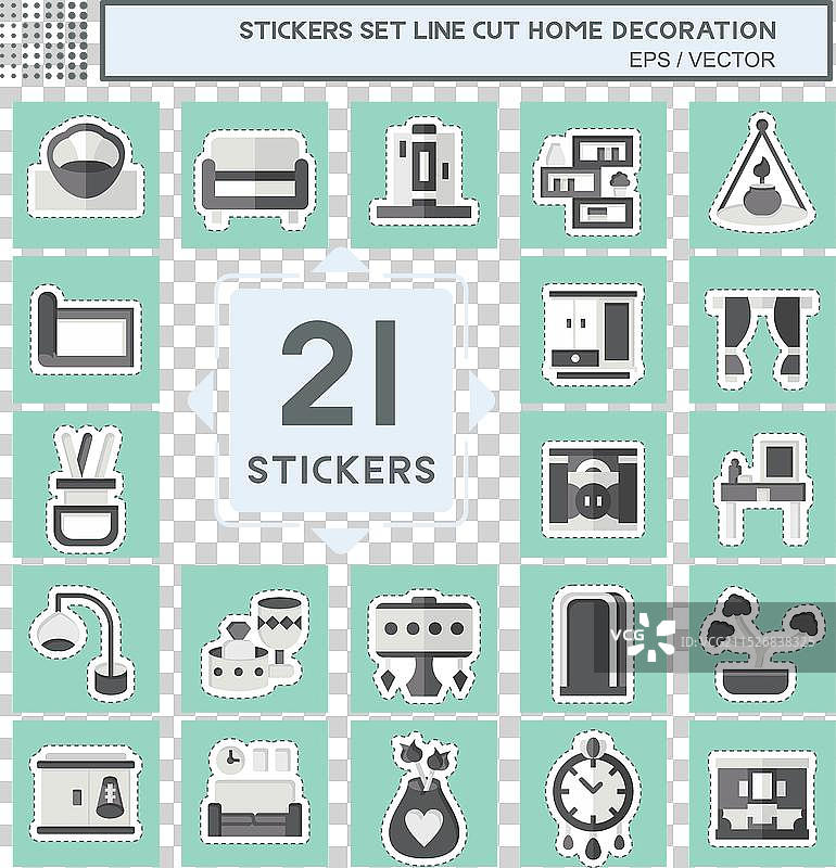与家居装饰相关的贴纸线条切割套装图片素材