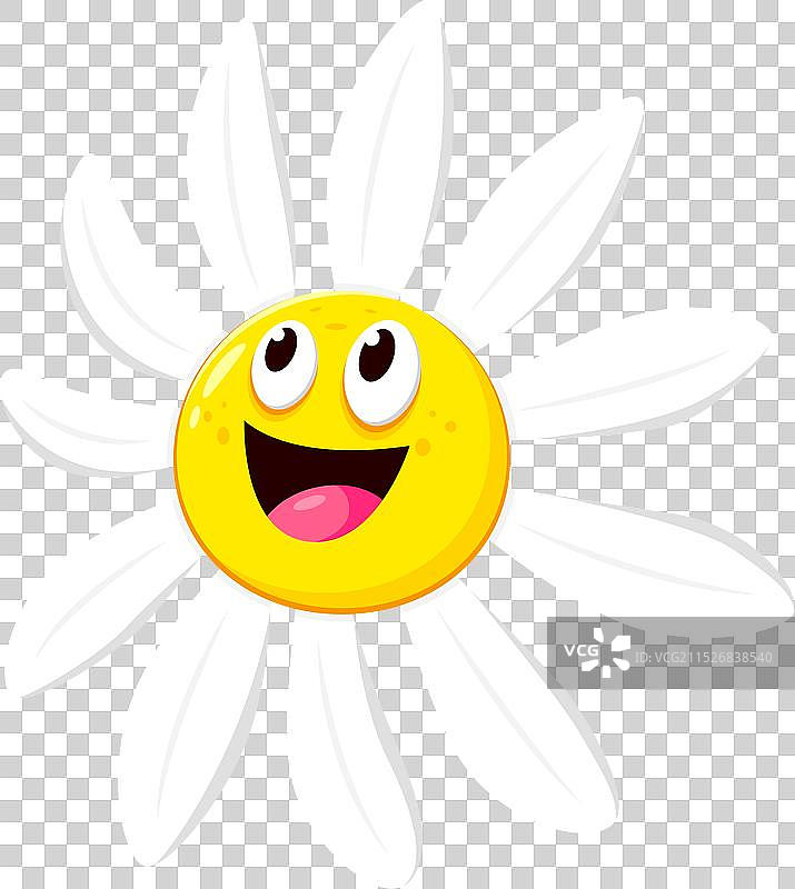 卡通甘菊雏菊花与笑脸图片素材