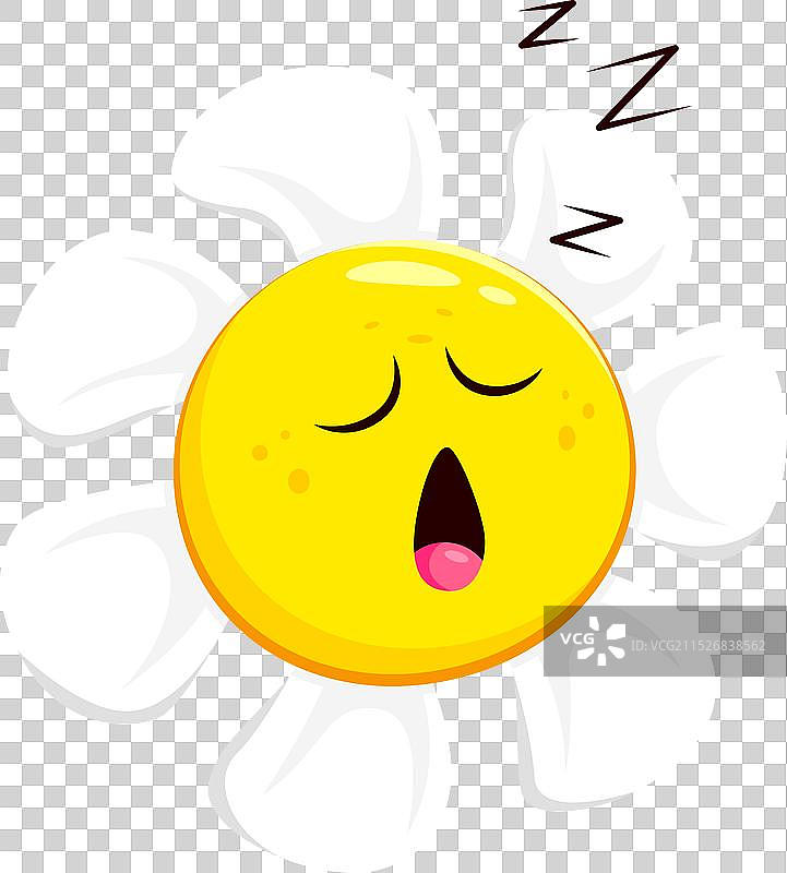 卡通洋甘菊雏菊花朵的睡眠表情图片素材