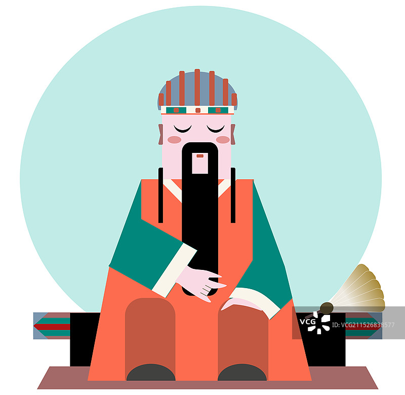 古代人物官员诸葛亮沉思冥想图片素材