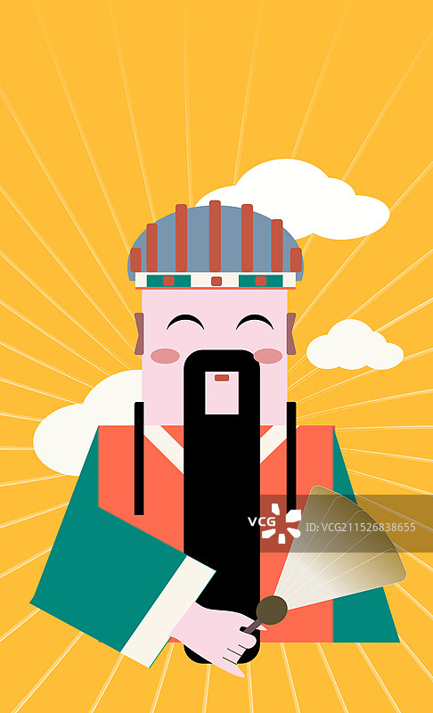 古代人物官员诸葛亮喜气洋洋半身像竖版矢量插画图片素材