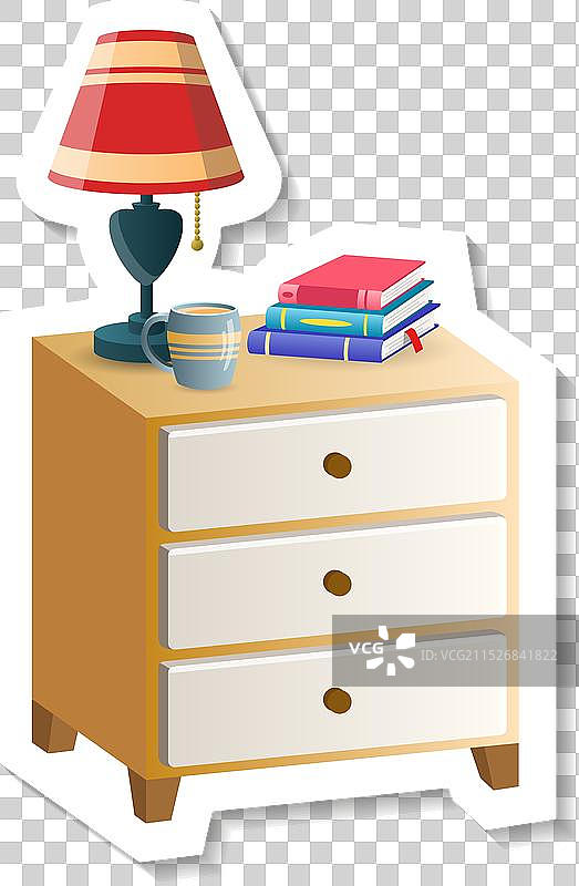 台灯书本夜床柜杯子贴纸图片素材