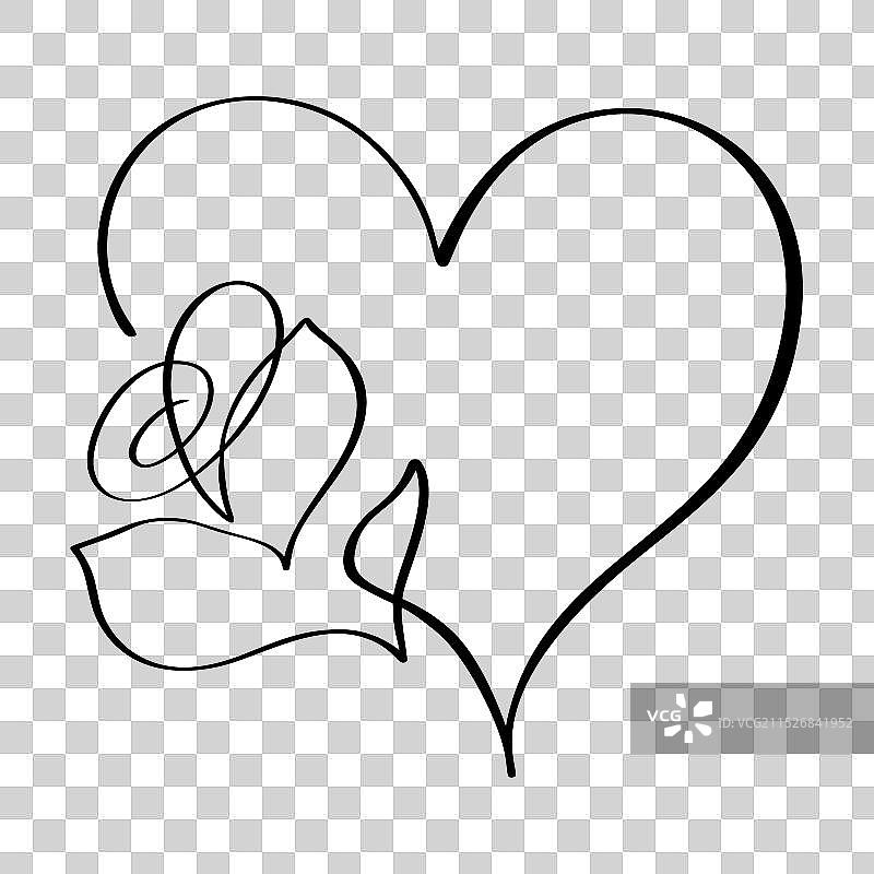 手绘玫瑰爱心Logo图片素材