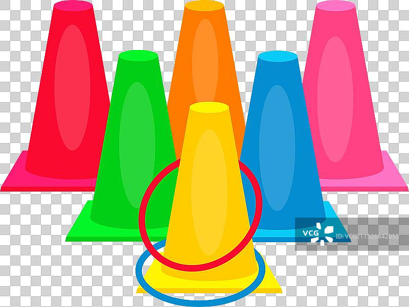 带环的彩色塑料运动锥图片素材