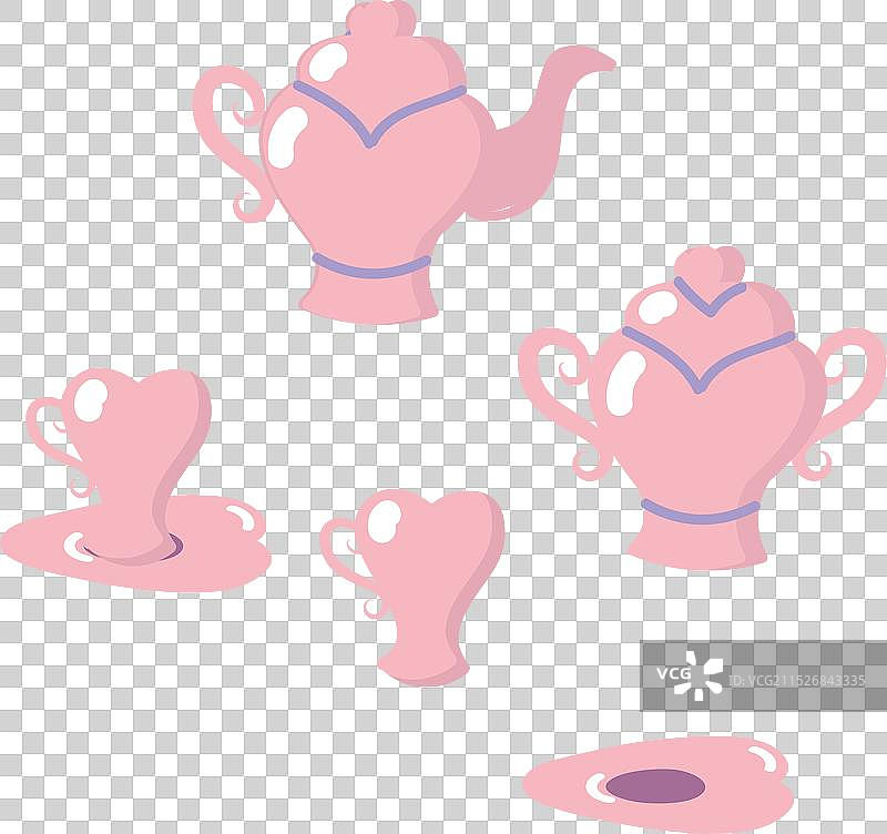 基于爱心的可爱简约粉色餐具图片素材