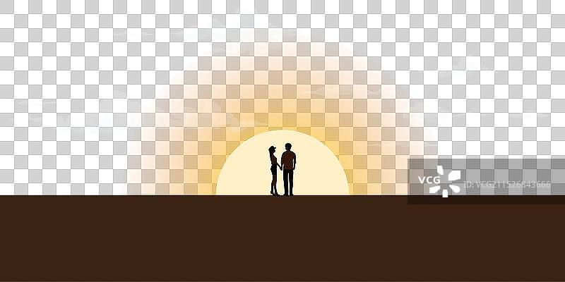 情侣剪影日落图片素材