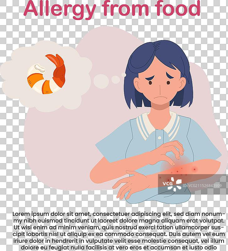 海鲜过敏反应：瘙痒的红疹图片素材