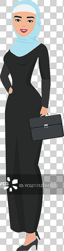 手提公文包的穆斯林女商人图片素材