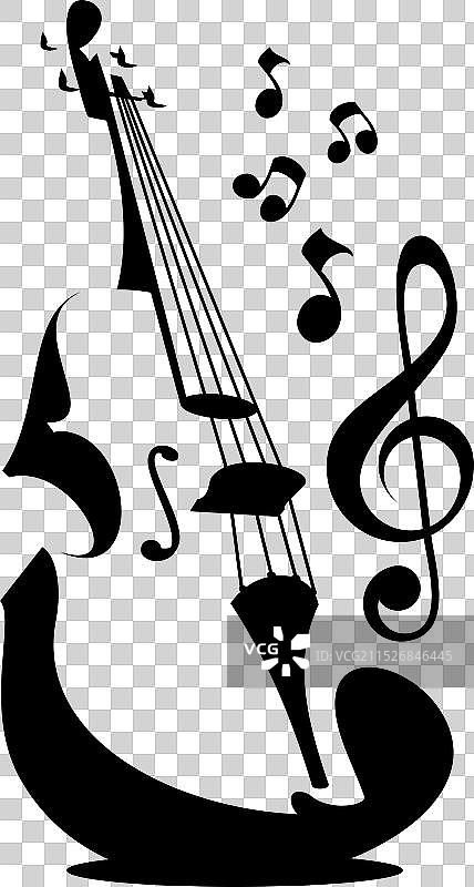 小提琴轮廓剪影图片素材