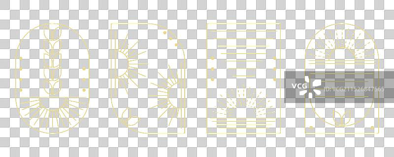 金色太阳波西米亚风边框套装图片素材