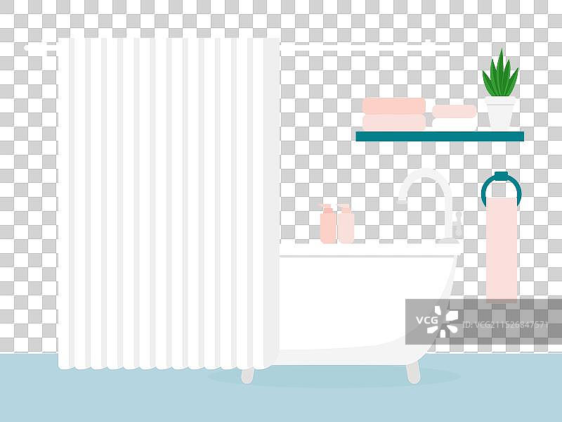 带浴帘的浴室图片素材