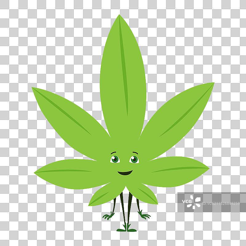 可爱的快乐有趣的微笑绿叶角色图片素材