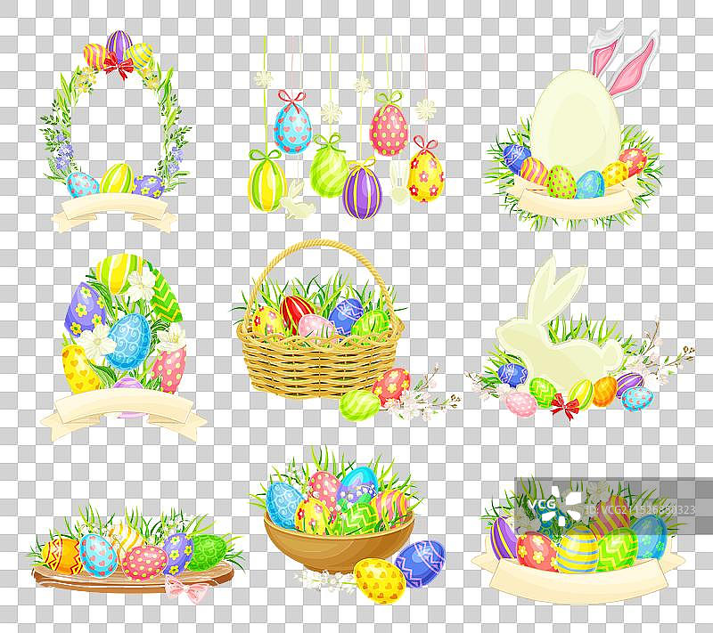篮子里的复活节彩蛋图片素材