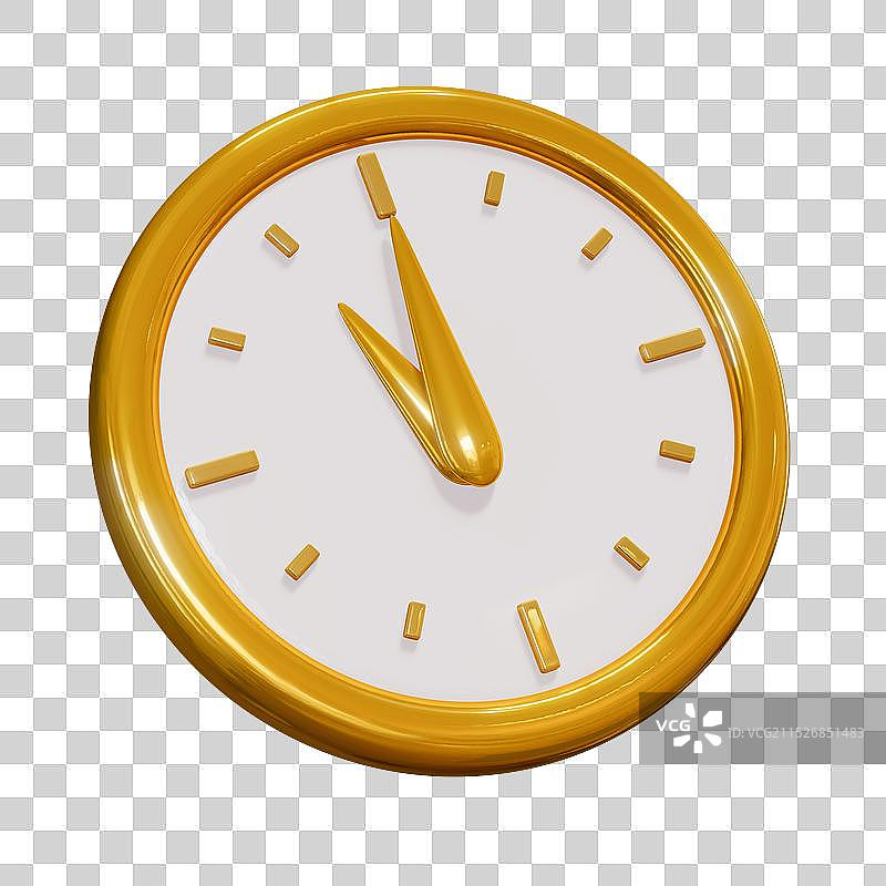 金色的时钟3D卡通插画元素图片素材