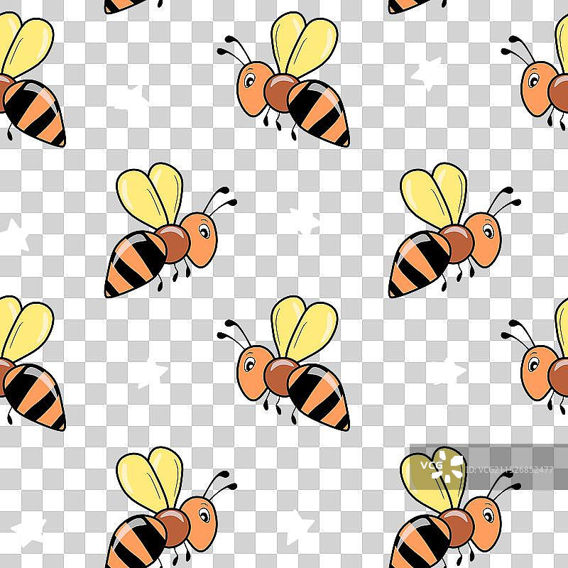 彩色背景上的蜜蜂无缝图案图片素材