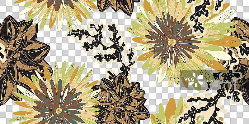 梦幻风格绽放花卉图案图片素材