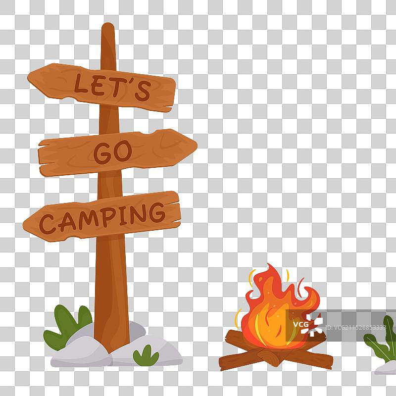 篝火背景和标志图片素材