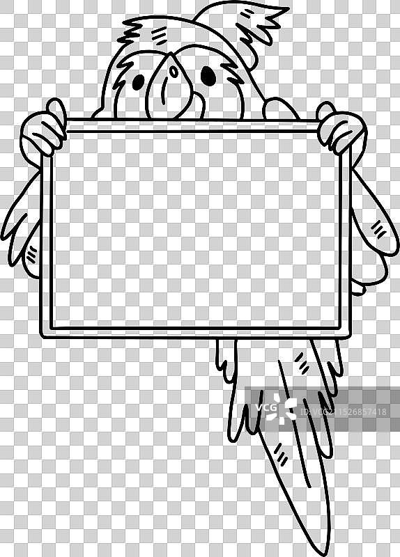 鹦鹉举着空白标牌图片素材