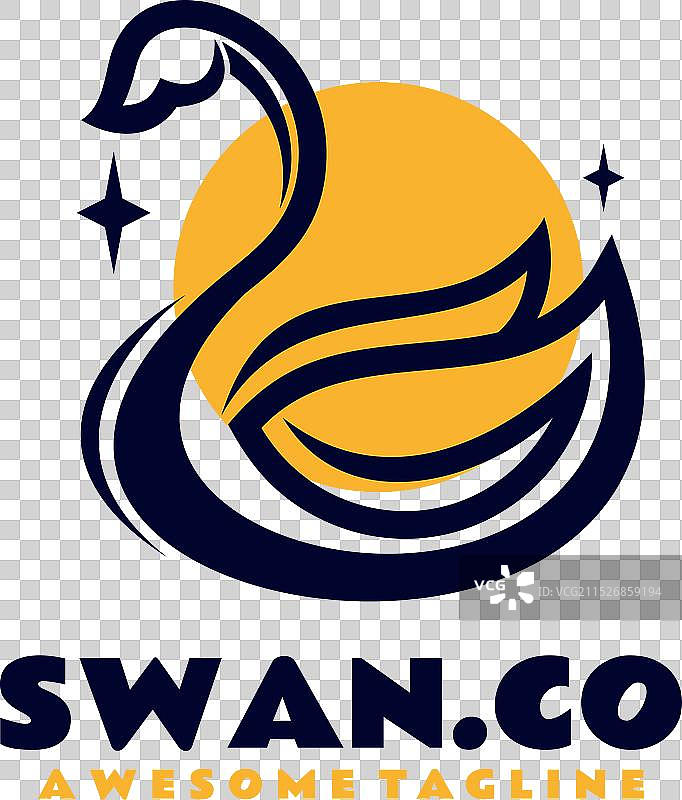 天鹅线条艺术标志图片素材