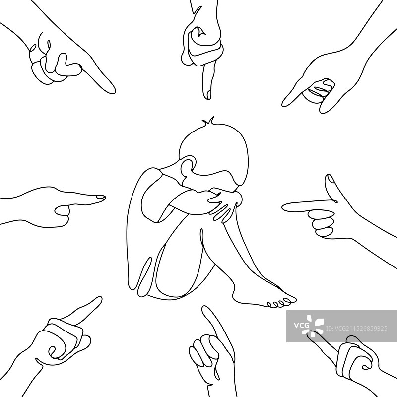 儿童霸凌指向你的手指线条图片素材