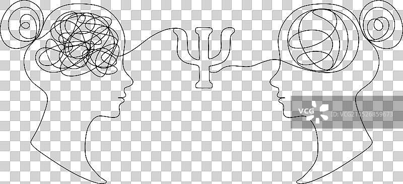 心理学疗法单线设计图片素材