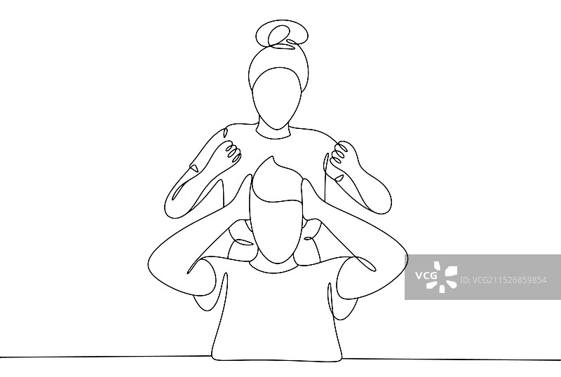 女人尖叫，男人单线图片素材