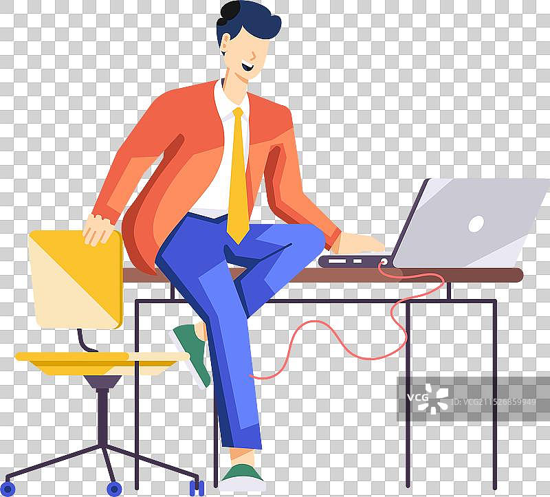 忙碌的男人扁平风格插画图片素材