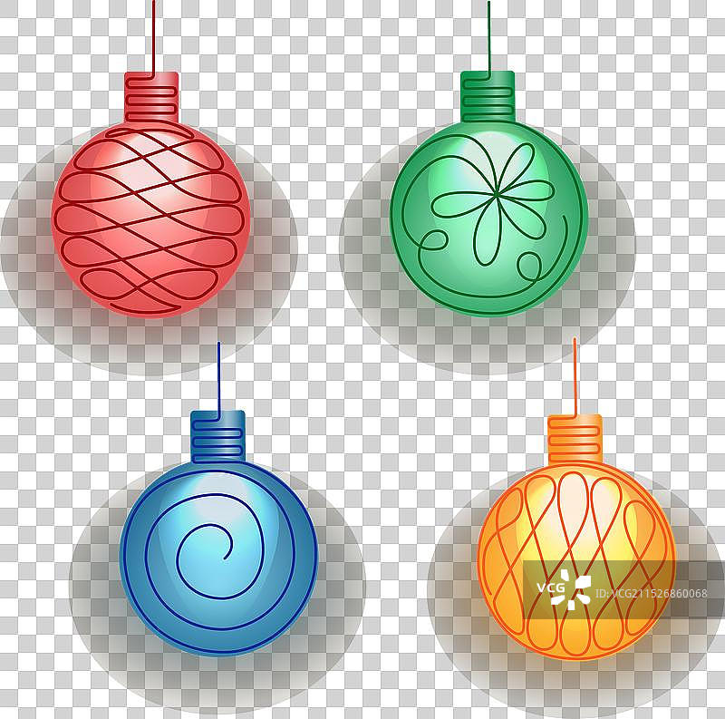 圣诞彩灯连续线条画图片素材