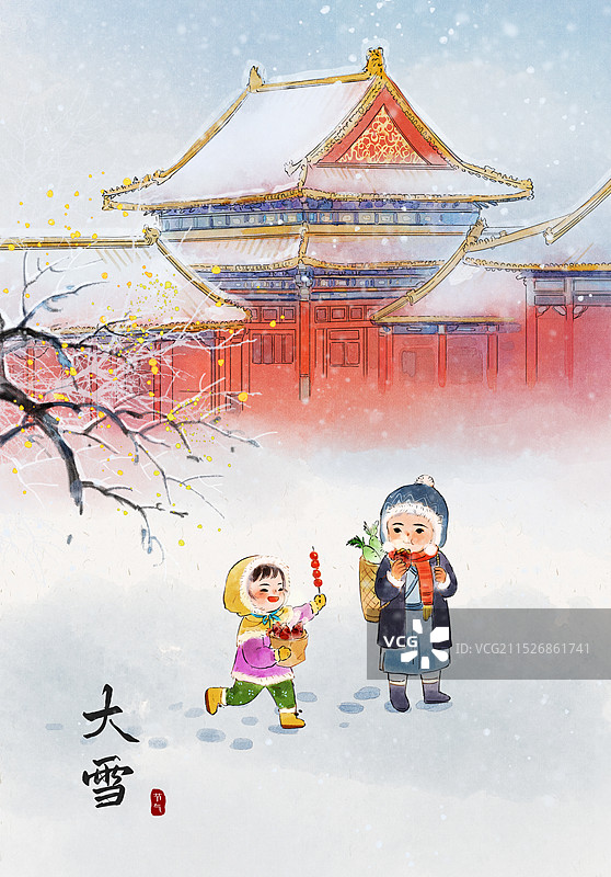 故宫大雪风景竖版海报图片素材