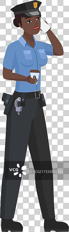 喝咖啡的黑人女警官图片素材