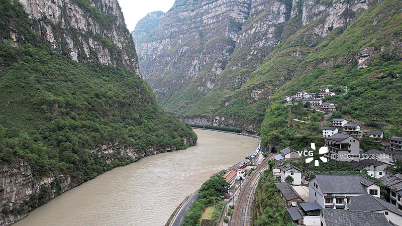 四川乐山金口河区大渡河金口大峡谷航拍，Sichuan, China, Leshan图片素材