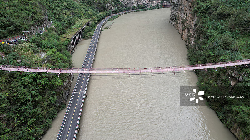 四川乐山金口河区大渡河金口大峡谷航拍，Sichuan, China, Leshan图片素材