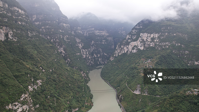 四川乐山金口河区大渡河金口大峡谷航拍，Sichuan, China, Leshan图片素材