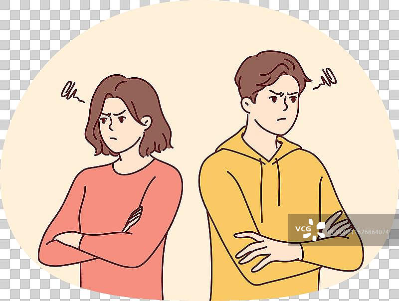 年轻夫妇摆出冒犯的姿势图片素材