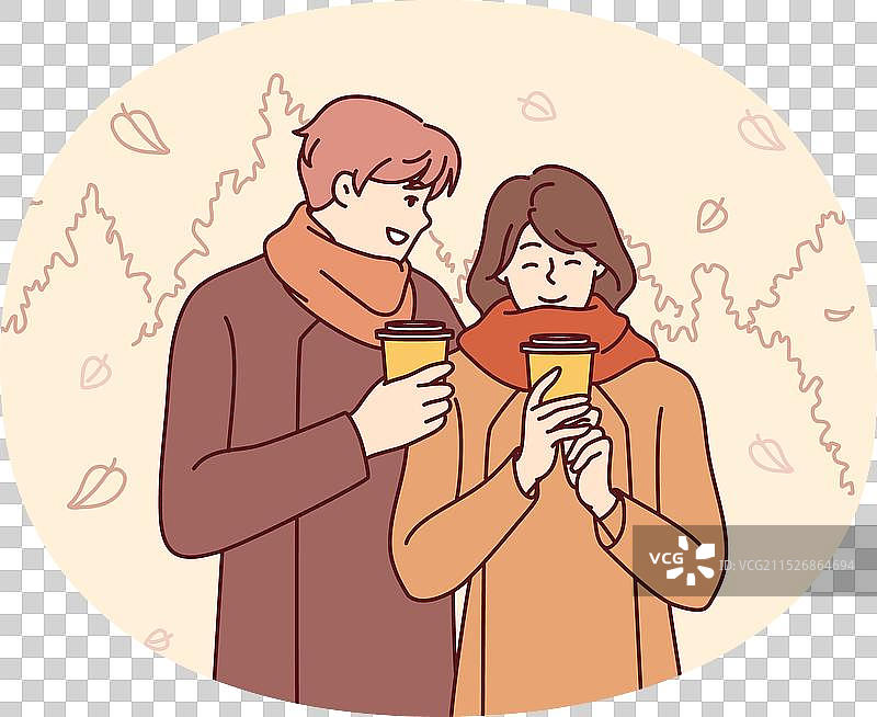 穿着暖和衣服微笑行走的女人图片素材