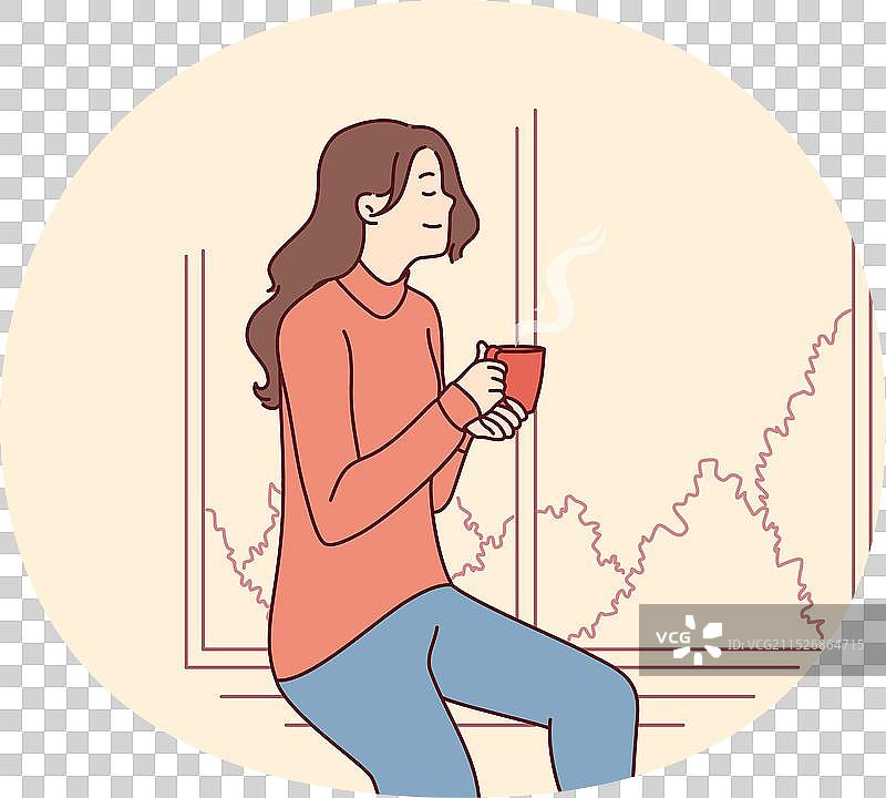 充满活力的女孩梦想着并欣赏风景图片素材